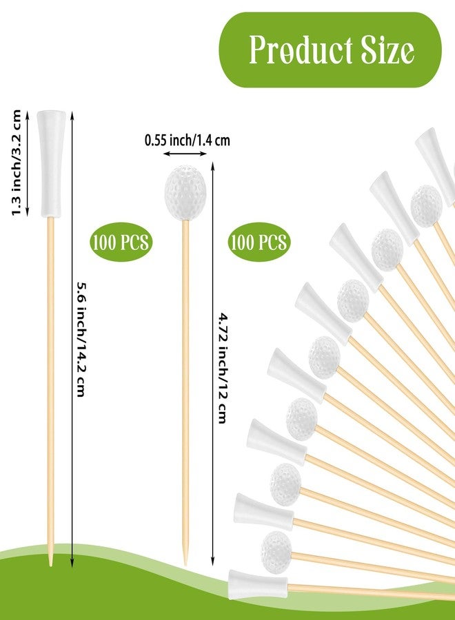 Aodaer 200 Pieces Golf Tee Cocktail Picks 4.72 Inch Golf Ball Toothpicks Disposable Bamboo Skewers Sports Themed Fruit Picks Decorative Toothpicks for Appetizers Sports Players Party Supplies Events - Image 2